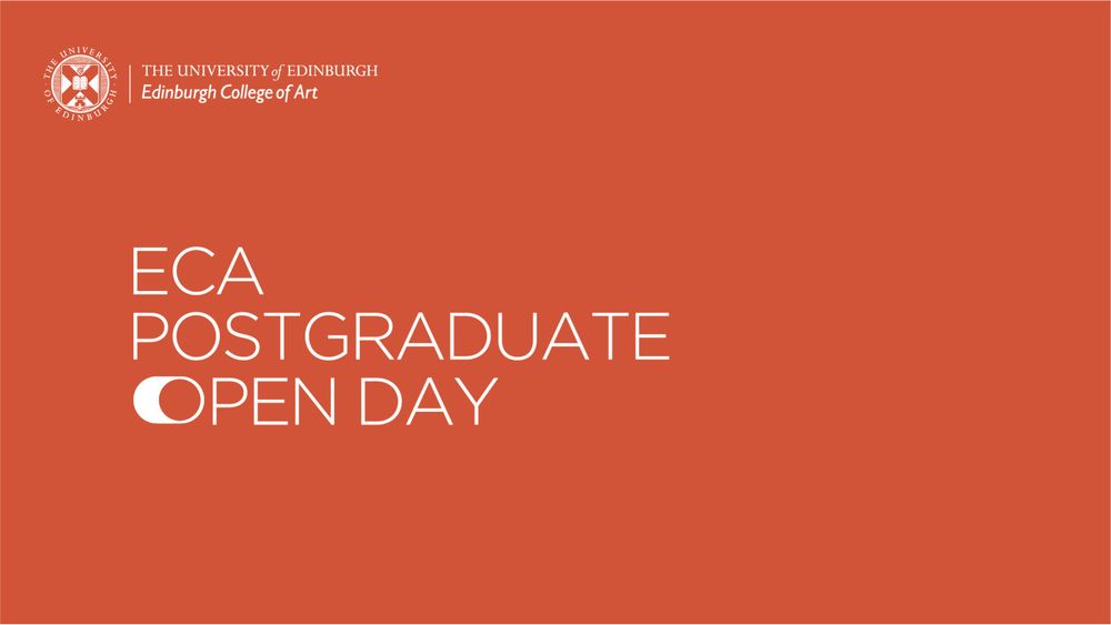 A graphic on an orange background, reads ECA Postgraduate Open Day. The O looks like a small sliding 'on' switch, and slides sideways from one position to the other