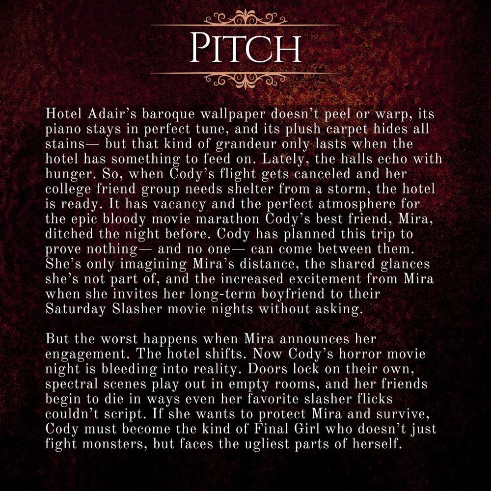 ALT: reddish textured background with a vintage marquee scroll at the top, framing the word PITCH. White text underneath.