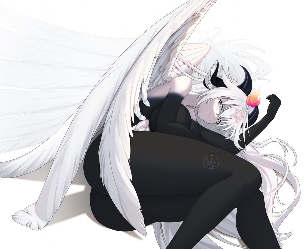 Void as Baphomet lying on the floor