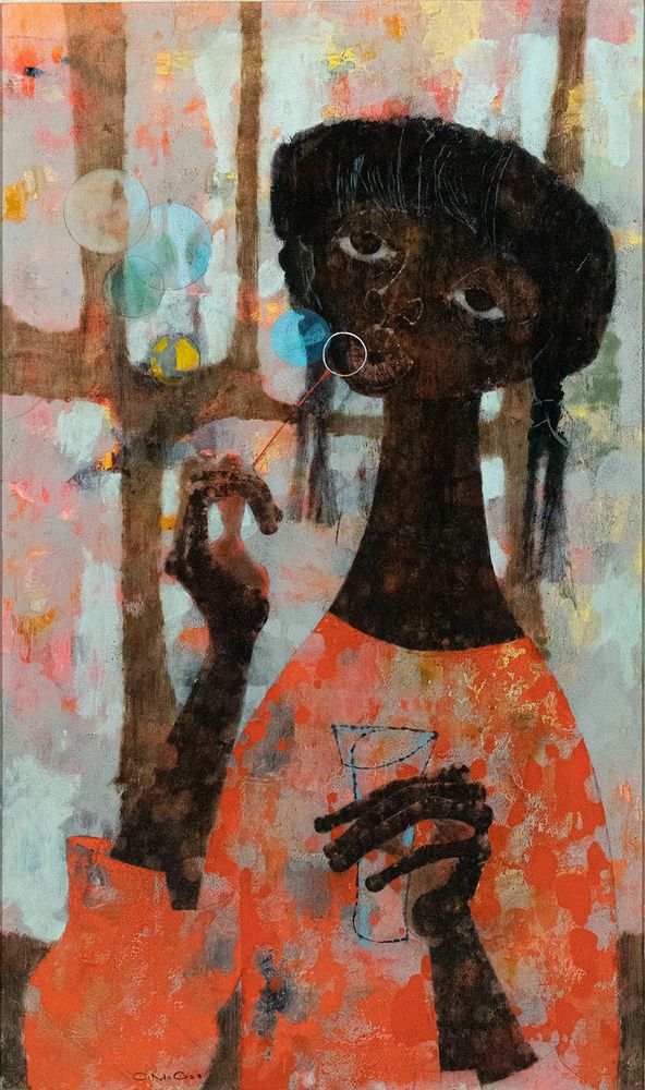 Charles McGee ( 1924 - 2021 )  '  Girl Blowing Bubbles ' c. 1955 ❤️