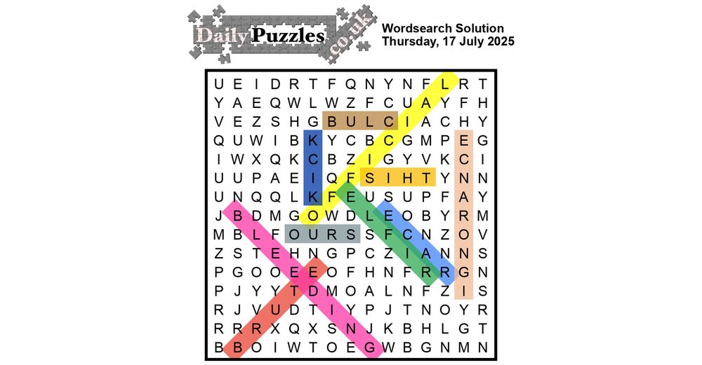 DailyPuzzles.co.uk - Click for Today's Wordsearch Puzzle