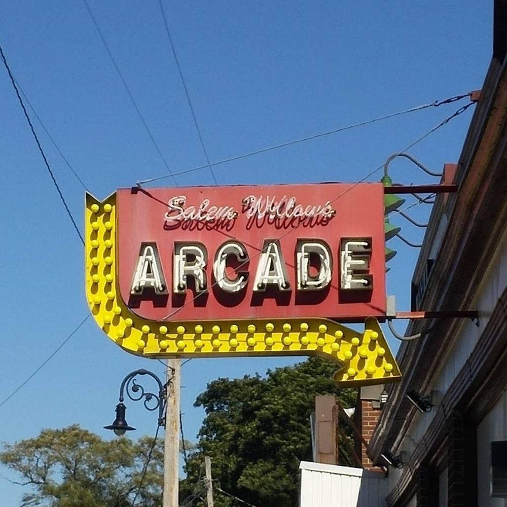A sign for the arcade at Salem Willows in Massachusetts 