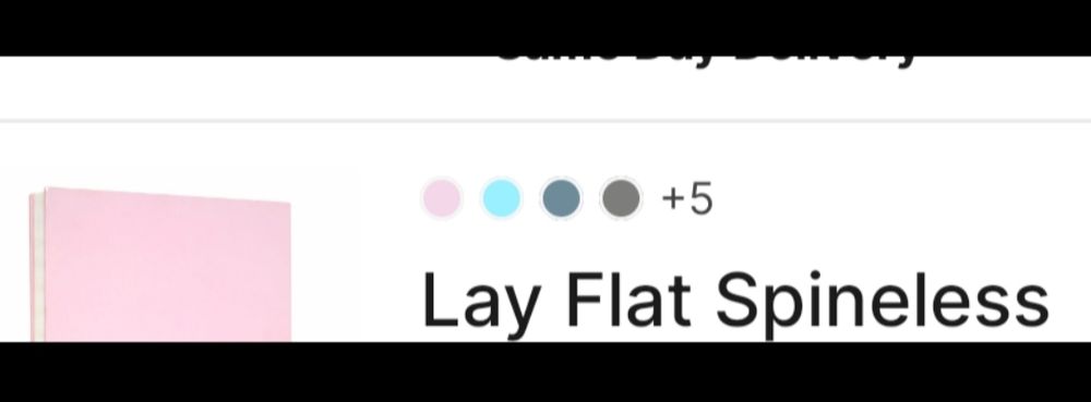 Partial product listing title: "Lay Flat Spineless..."
