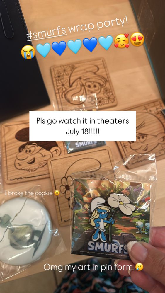 Crew gift- Smurfs coasters and enamel pin and more!