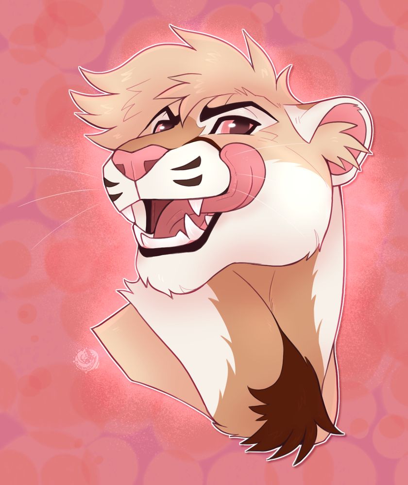 A light creamy brown Puma Bust, the puma licking his chops as he stares into the camera.