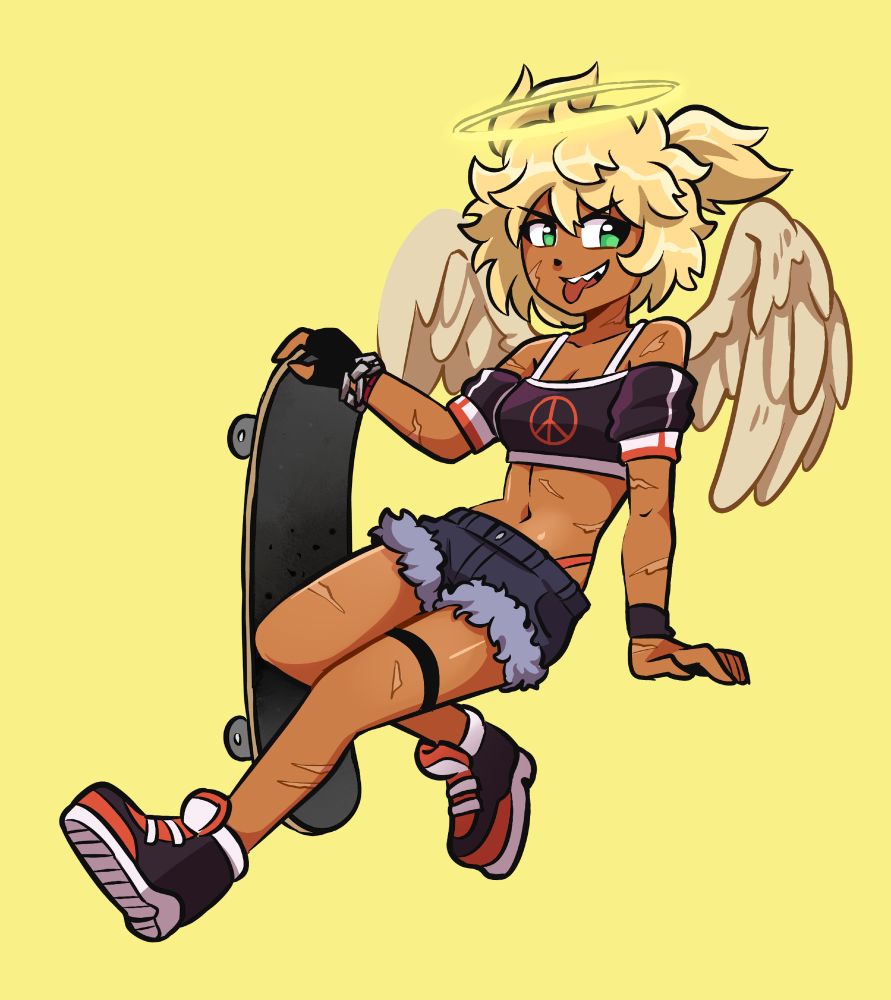 Drawing of Cruxin's (will tag bluesky) OC Rachel!