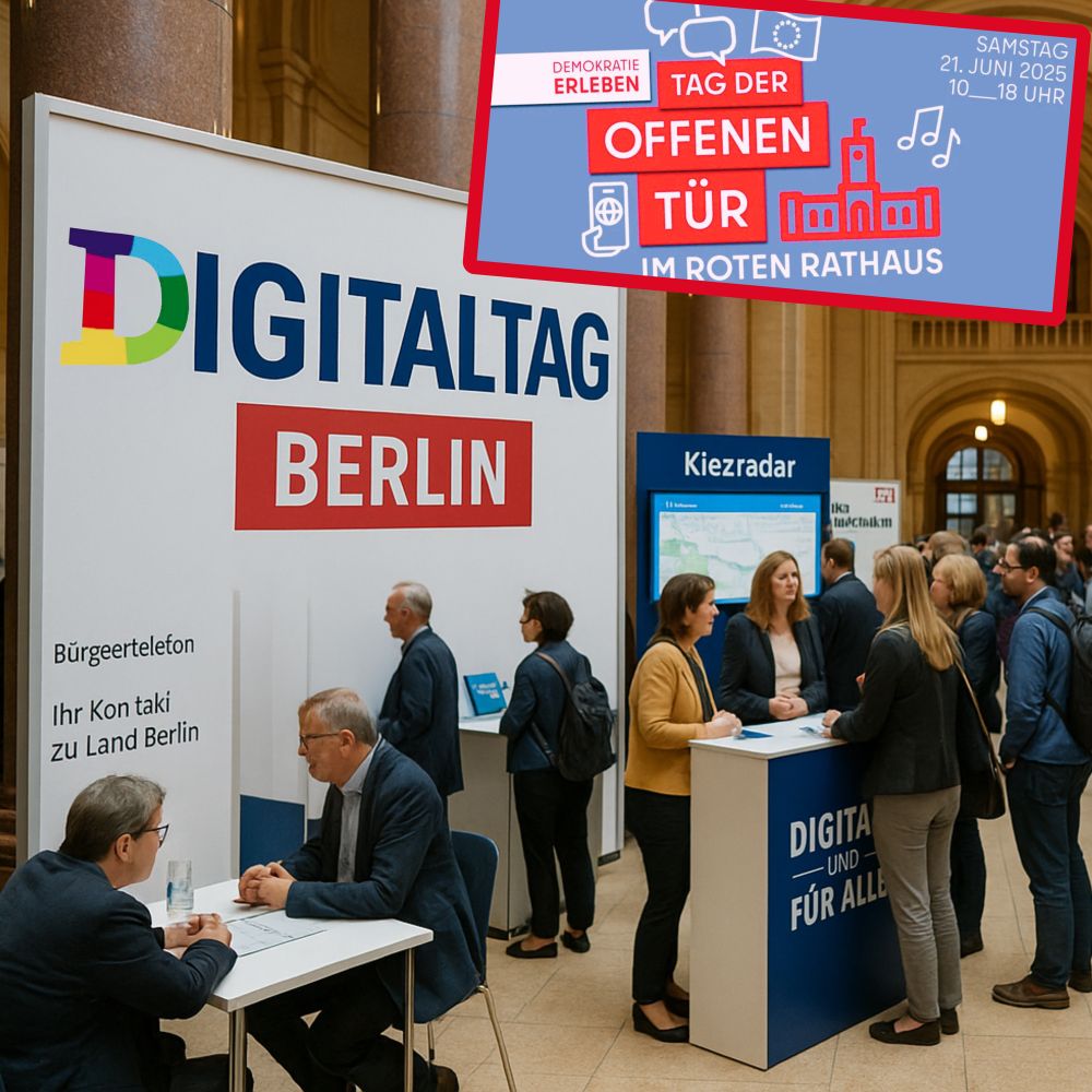 KI-generiertes Bild zum Digitaltag und Tag der Offenen Tür im Roten Rathaus Berlin.
