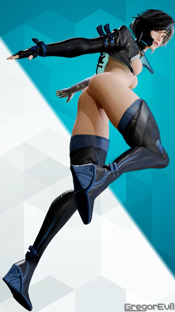 Marvel Rivals' Luna Snow striking a pose while wearing only her jacket and boots.