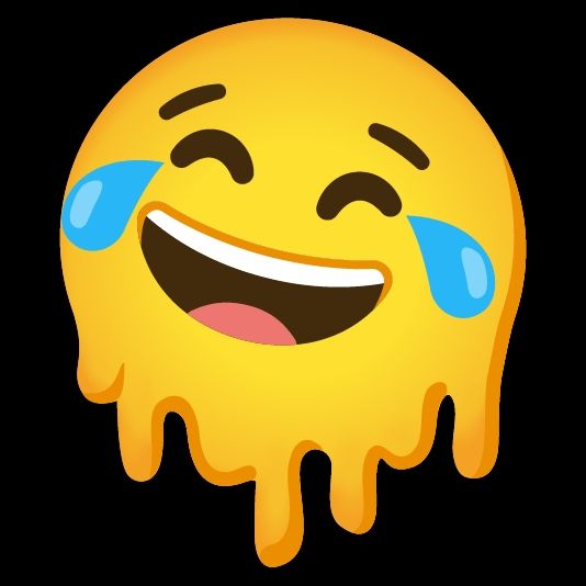 Un smiley qui mixe les 2 que j'ai envoyés dans le message précédent : un visage qui pleure de rire tout en dégoulinant parce qu'il fond de génance 