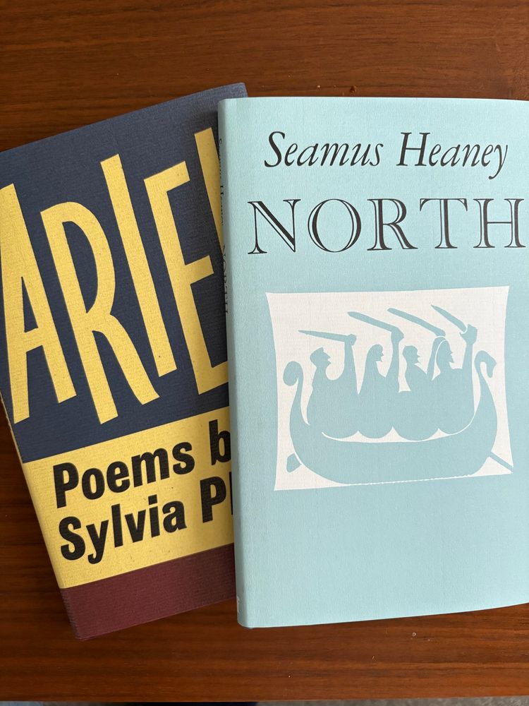 Reprint hardcover copies of ‘Ariel’ by Sylvia Plath and ‘North’ by Seamus Heaney