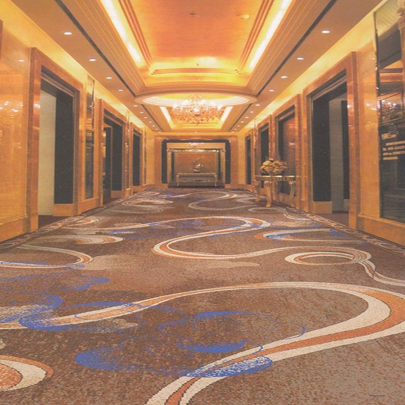 Photo of a warmly lit, luxuriously decorated hotel hallway. The tastefulness of the style is dubious but very chinese.