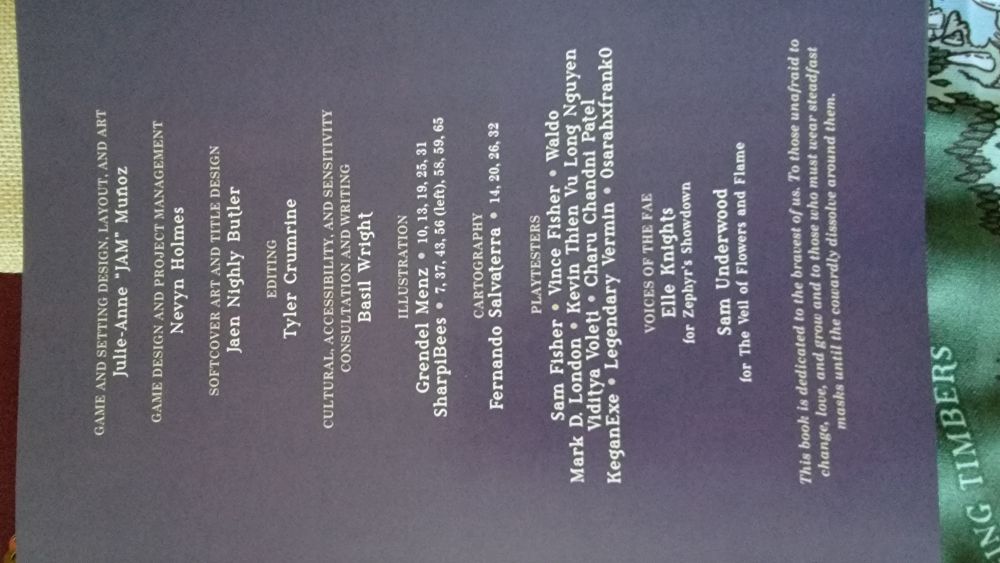 Listed names of people who worked on the book