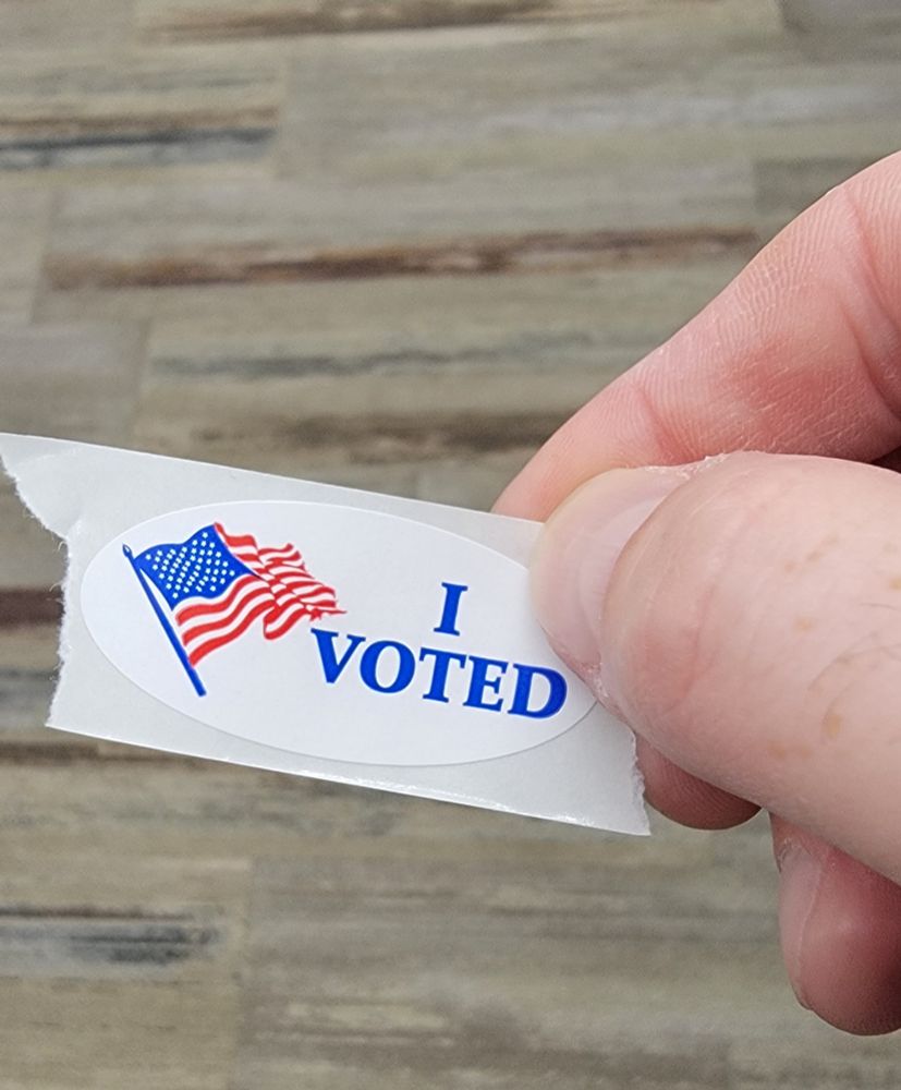 A "I Voted" sticker. You get one for voting in the United States