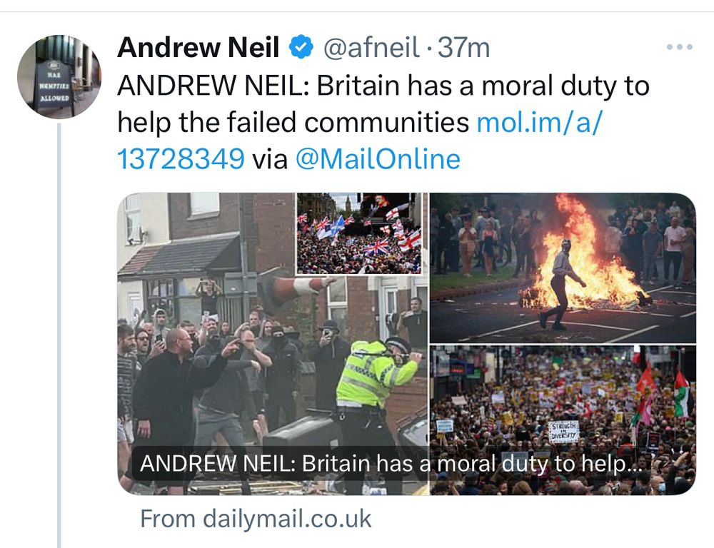 Andrew Neil in the Mail saying Britain has a moral duty to help the failed communities