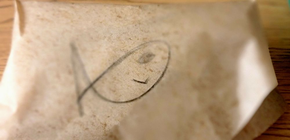 fish drawn on a paper sandwich wrap