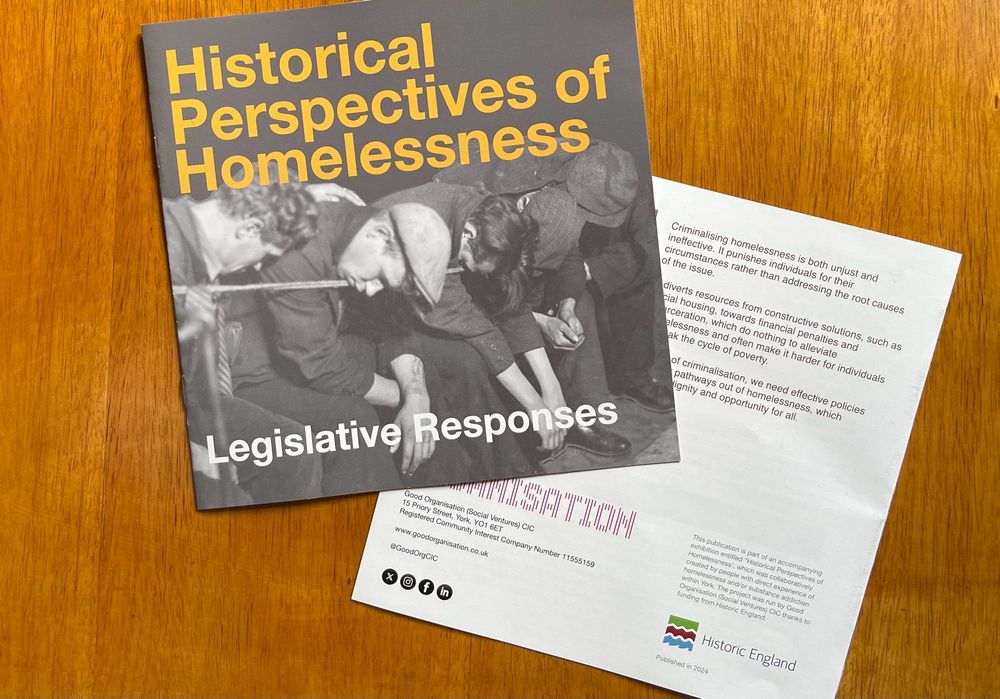 Image of a booklet entitled Historical Perspectives of Homelessness- legislative responses. 