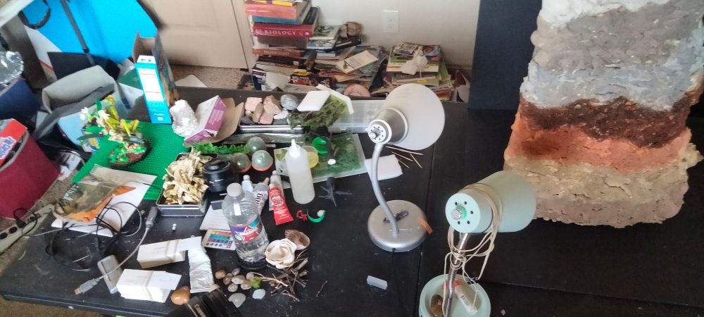 My work desk after filming.