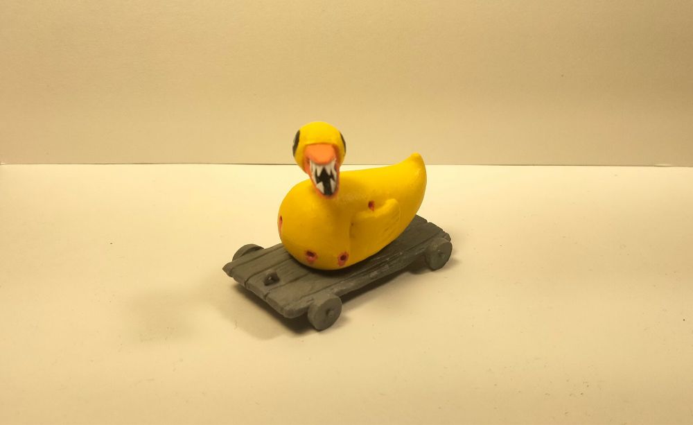The Duck in a three quarter looking at us view.
