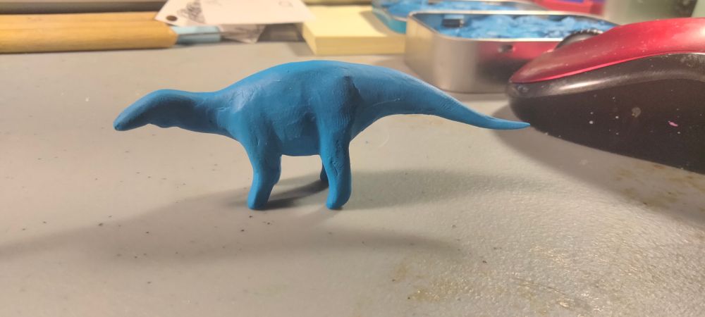 A "naked" Stegosaur with its legs just added