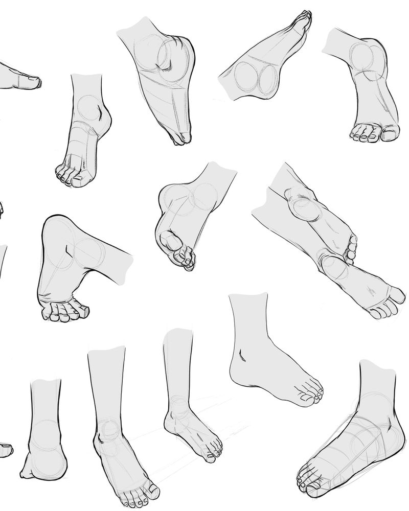 A lot of feet sketches in several different poses.