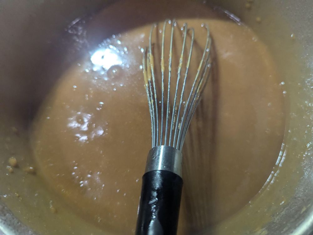 Thickened homemade gravy.