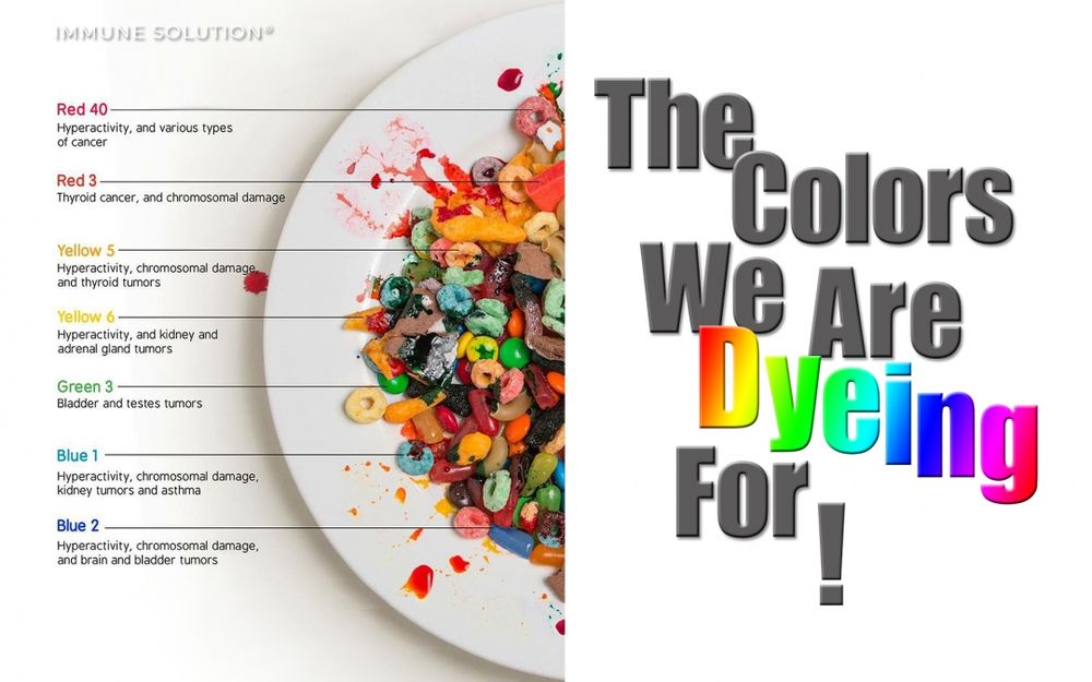 An infographic detailing the dangers of "the colors we are dyeing for" 