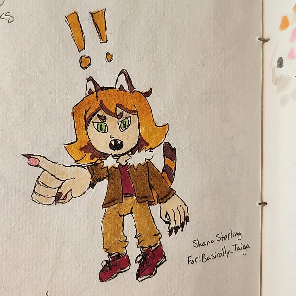 A drawing of a chibi tiger girl.
