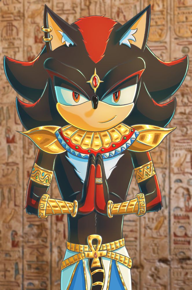 Shadow the Hedgehog in ancient Egyptian clothing