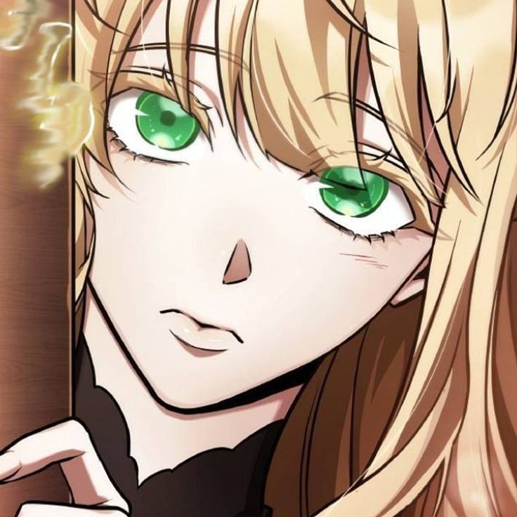 Blonde girl with green eyes blushing 