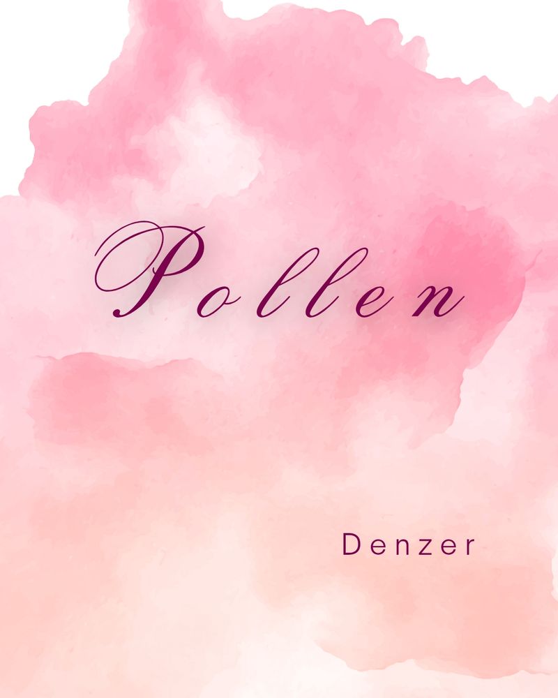 Pollen by Denzer is written on a pink cloudy background 