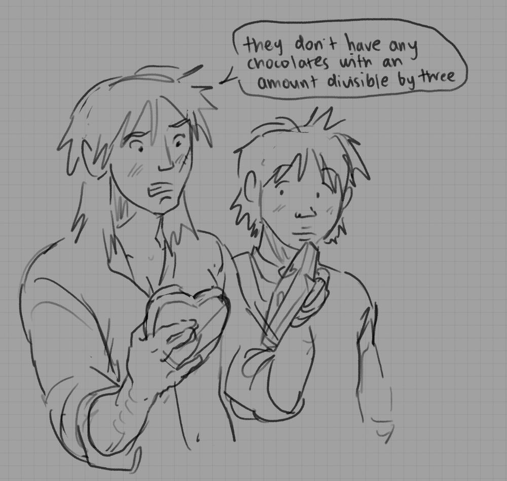first panel of a digital kaiji comic. kaiji stands with mario, holding two different boxes of chocolates. kaiji says, "they don't have any chocolates with an amount divisible by three."