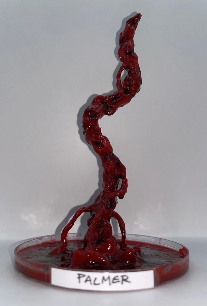A replica of Palmer's blood from The Thing springing to life.