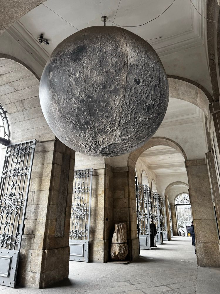 A model of the moon located at the entrance to the University of Porto in Portugal