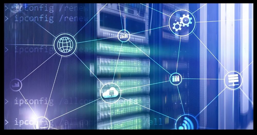 Digital network illustration connecting data servers with cloud computing and analytics icons, symbolizing digital sovereignty infrastructure.