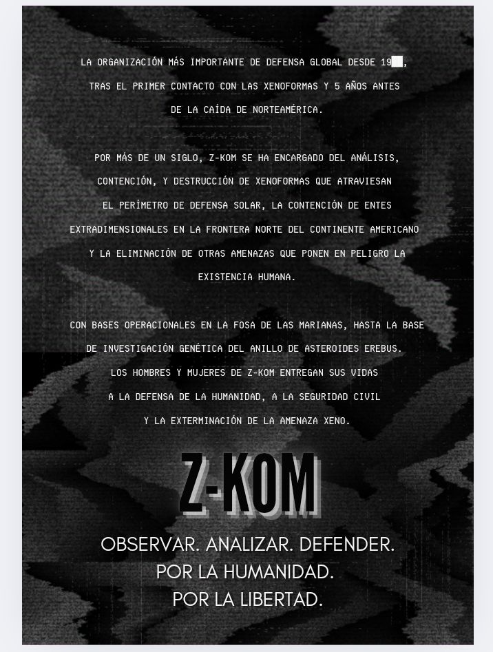 A page talking about the importance of Z-KOM in repelling extra terrestrial treats, how they've been working for a hundred years defending humanity from the terrors that invades it. 