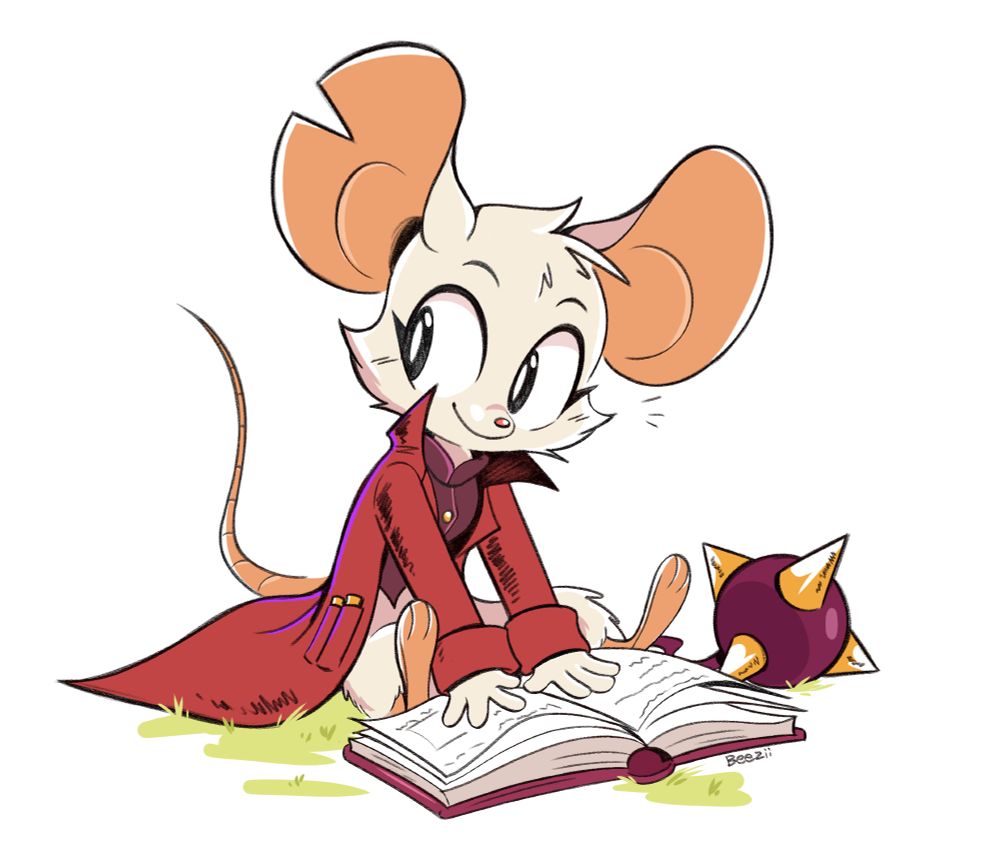mina the hollower with a book too dang big for her 