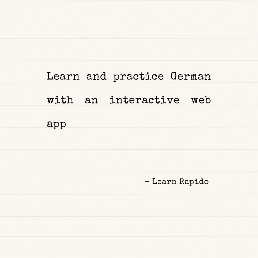 Image invite to learn and practice German words interactively with LearnRapido.com