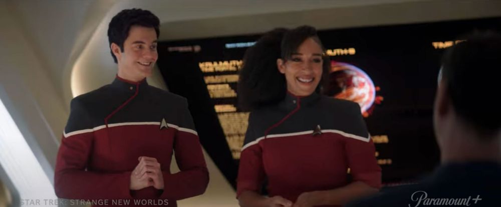 Brad Boimler and Beckett Mariner of the Starship Cerritos meet the crew of the USS Enterprise circa 2270(?)