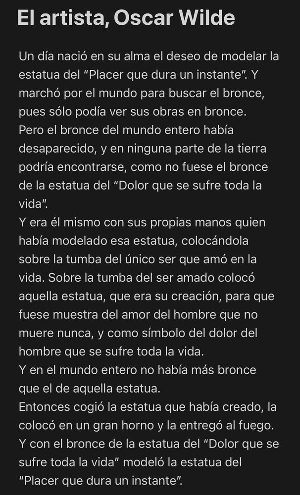 El artista, de Óscar Wilde