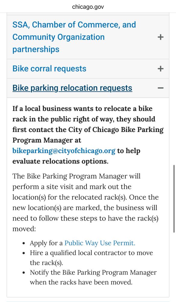 Screenshot from linked website detailing “bike parking relocation requests”