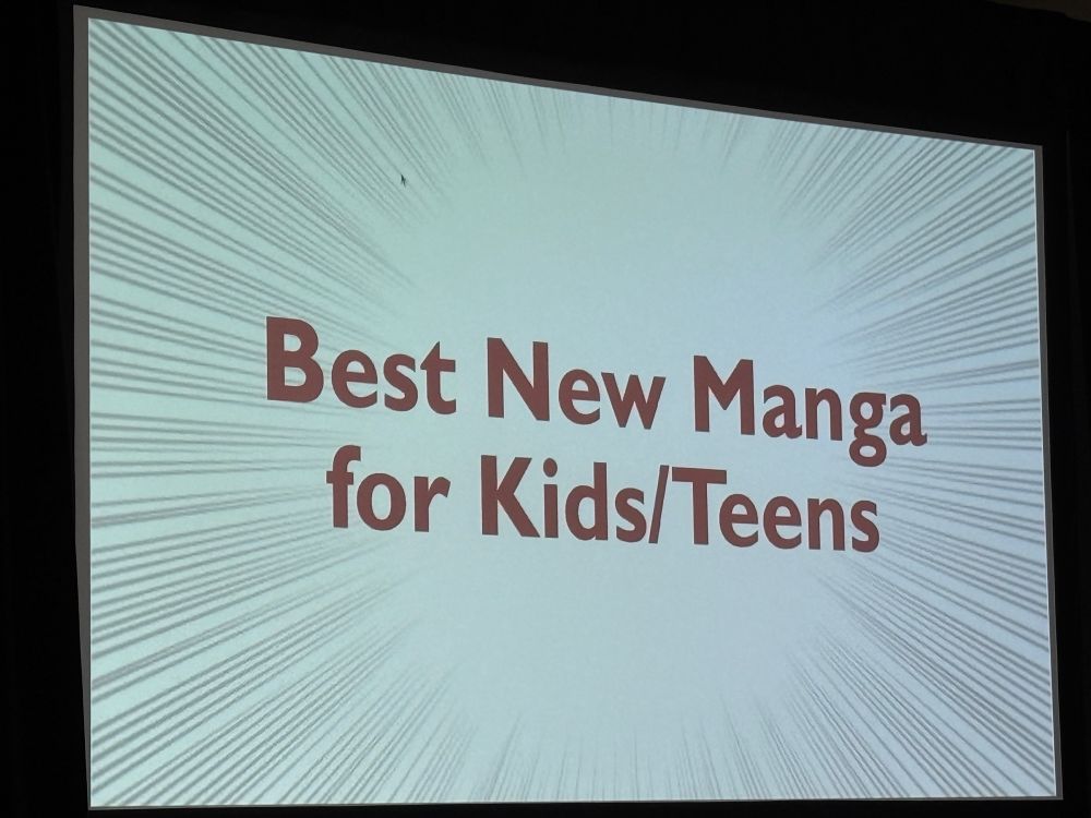Slide saying best new manga for kids/teen
