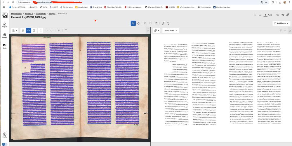 Primeras pruebas de eScriptorium en la UVa