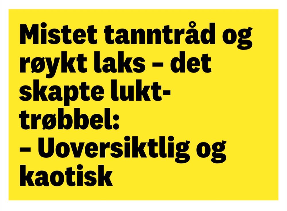 Mistet tanntråd og røykt laks – det skapte lukt-trøbbel: – Uoversiktlig og kaotisk