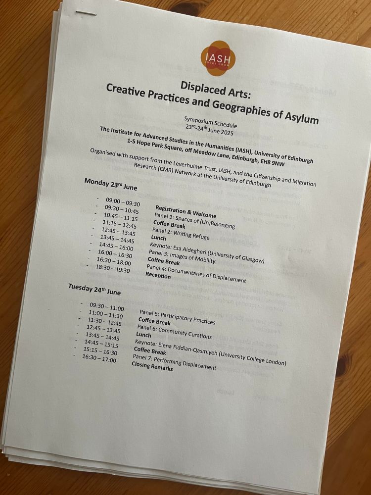The Displaced Arts symposium programme