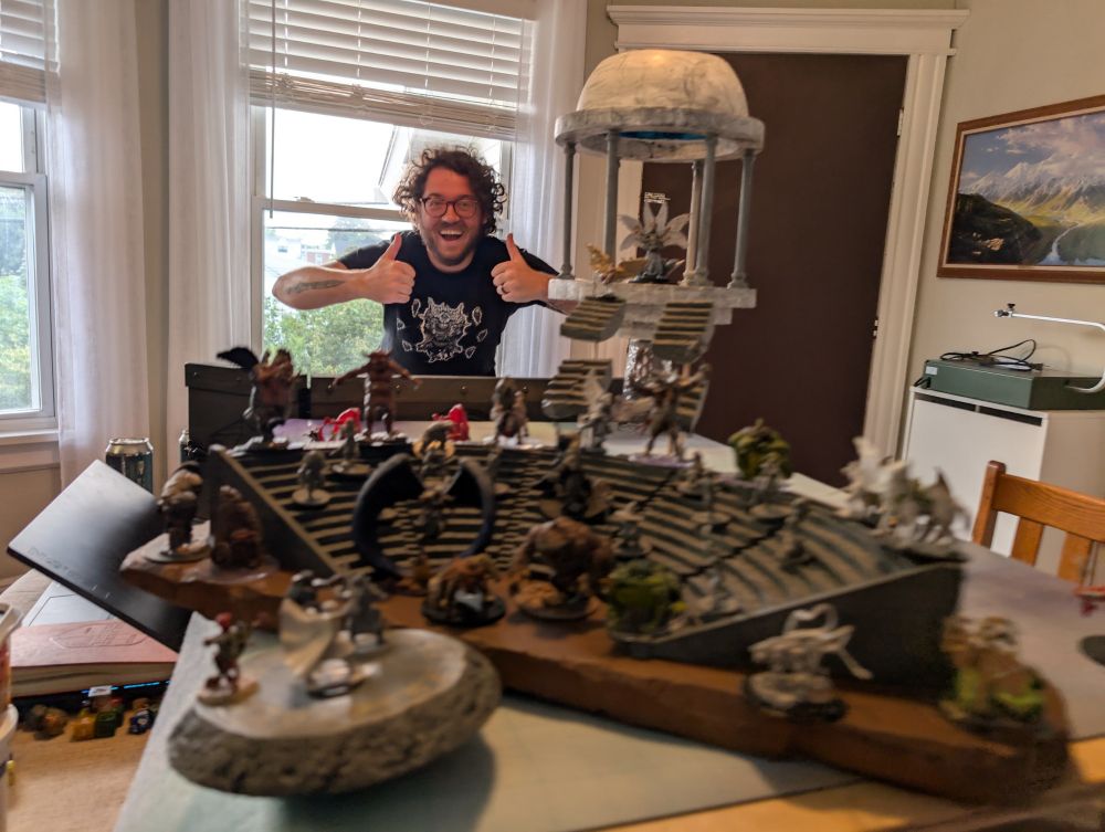 Dungeon Master cheesing. Next to the battle map for a last session of a campaign