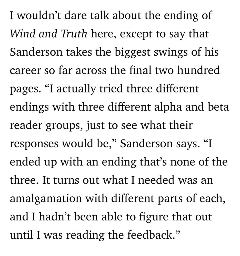 Esquire Magazine says Brandon Sanderson, “the biggest swings of his career so far” in the conclusion of his new book.