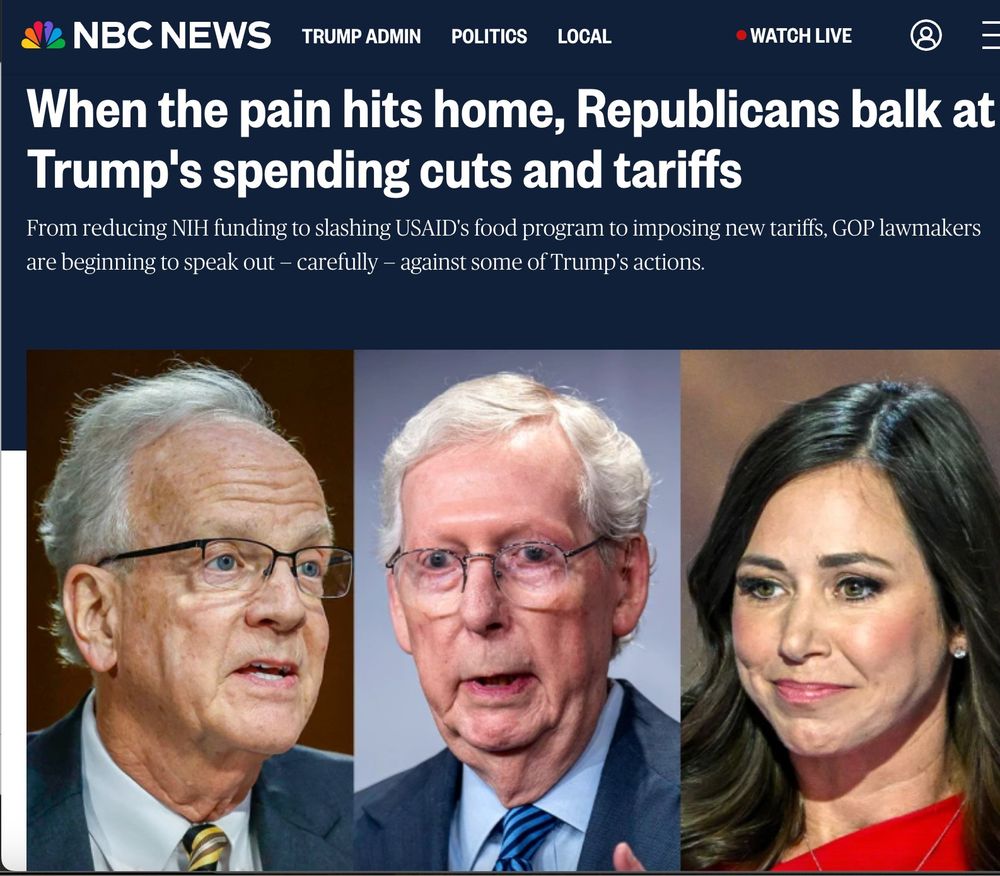 An NBC News headline about Republicans balking at Trump's spending cuts. 