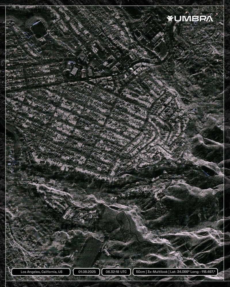 Synthetic Aperture Radar (SAR) image of damage from the Palisade Fire. 