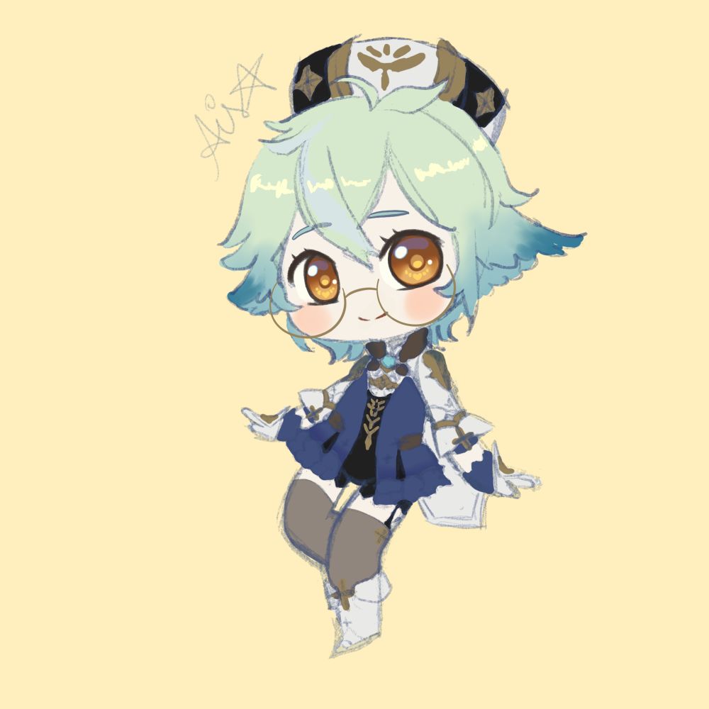 Chibi drawing of Sucrose from Genshin Impact
