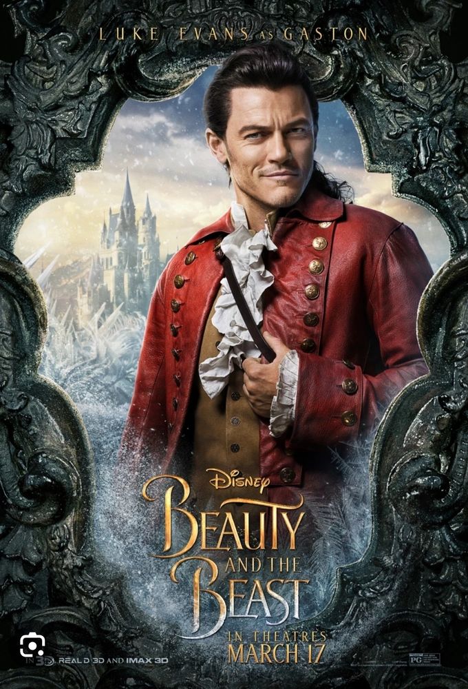 A promotional poster for the Disney live action film of Beauty & the Beast film, showing Luke Evans as Gaston